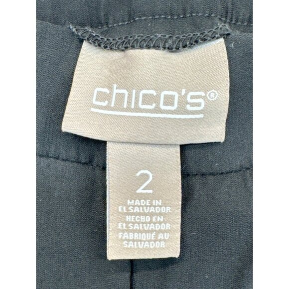 Chicos Womens Pants Sz 2 Large Black Rayon CareerWear BizCasual Classic Comfy - Picture 5 of 12